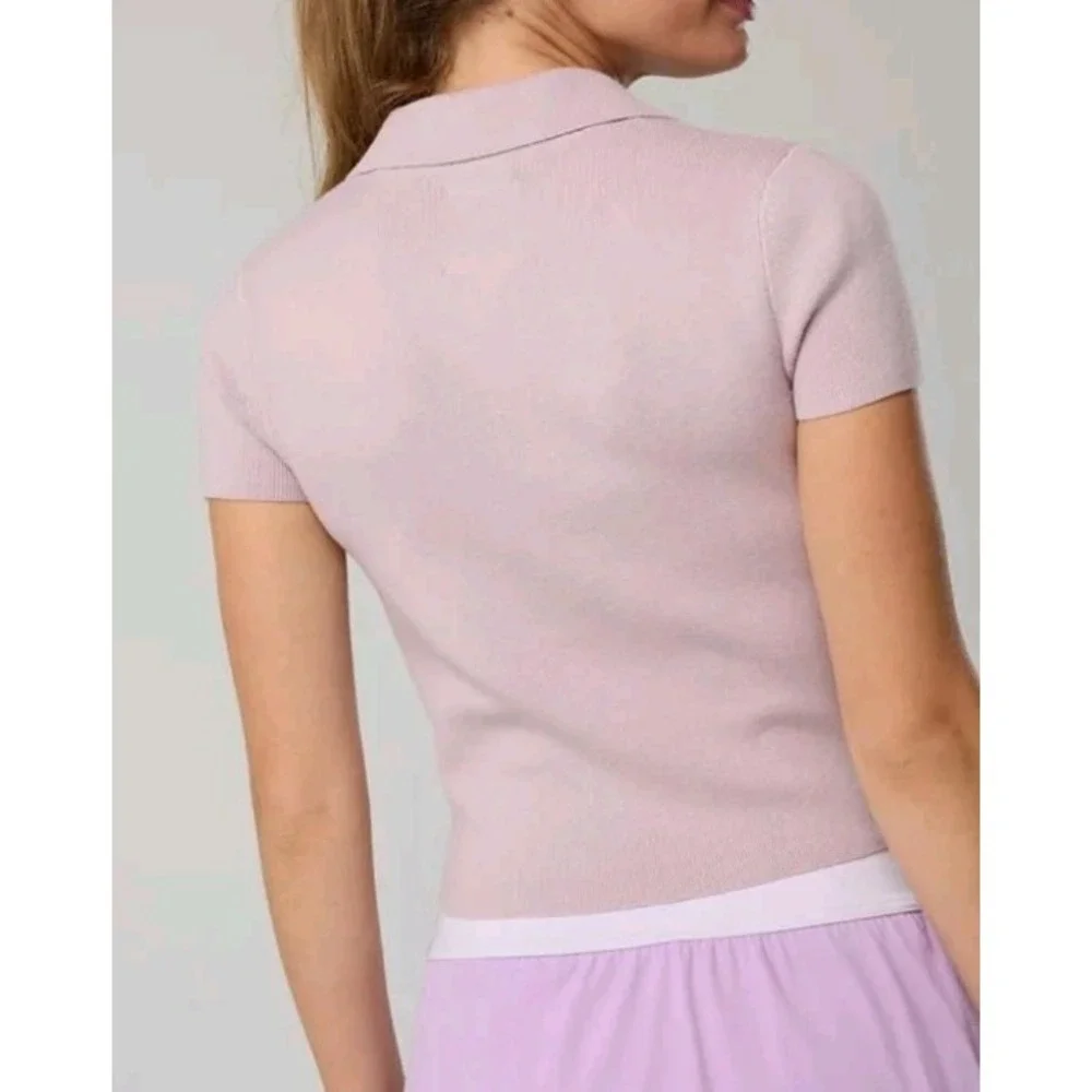Aerie‎ Polo Sweater Women's Size XS Lavender Dawn Short Sleeve Knit